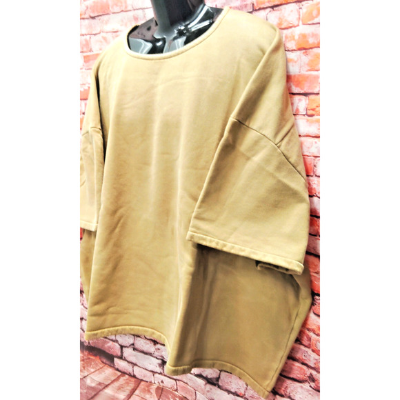 YZY Gap Womens 3XL Brown Yoke Fleece Short Sleeve Regular Fit Crewneck Pullover - Picture 5 of 6